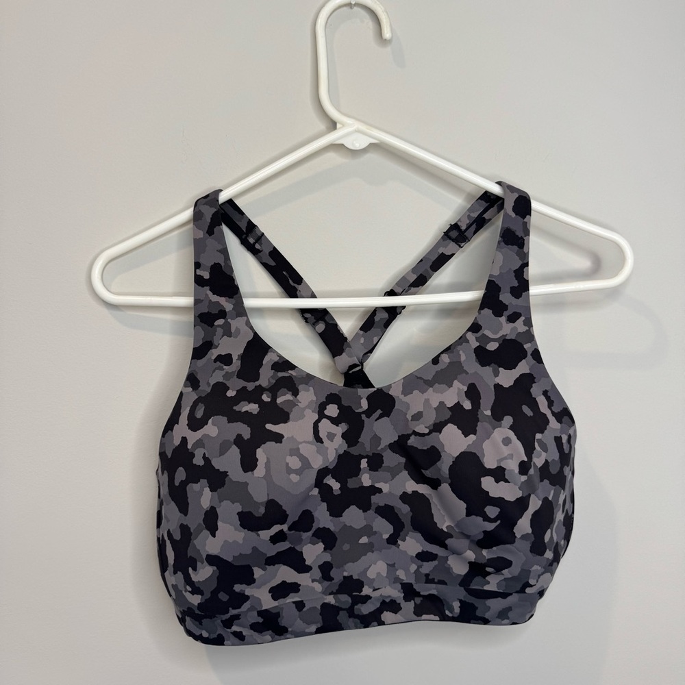 Athleta Black Camouflage Mesh Razorback Sports Bra 36D